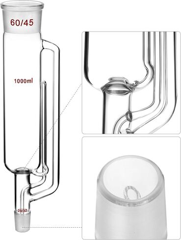 QWORK 1000ml Soxhlet Extractor Kit with High Borosilicate Glass Extraction Bottle, Extraction Tube, and Condenser, 29/32 Joint for Flask, 60/45 Joint for Condenser and Extraction Tube in Saudi Arabia
