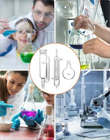 QWORK 1000ml Soxhlet Extractor Kit with High Borosilicate Glass Extraction Bottle, Extraction Tube, and Condenser, 29/32 Joint for Flask, 60/45 Joint for Condenser and Extraction Tube in Saudi Arabia