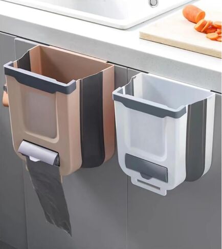 Hanging kitchen trash can, foldable mini trash can, Car trash can, Bathroom trash can, Cabinet trash can, plastic, 2.6 gallons (white) in Saudi Arabia