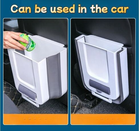 Hanging kitchen trash can, foldable mini trash can, Car trash can, Bathroom trash can, Cabinet trash can, plastic, 2.6 gallons (white) in Saudi Arabia