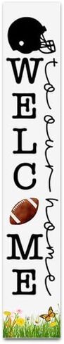 Bidesign (48x8) IN Tall Welcome Football Vertical Signs For Front Door Porch Standing Hanging Rustic Wooden Fall Porch Sign Wall Decor For Home Autumn Football Season Decoration in Saudi Arabia