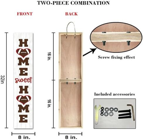 Bidesign (48x8) IN Tall Welcome Football Vertical Signs For Front Door Porch Standing Hanging Rustic Wooden Fall Porch Sign Wall Decor For Home Autumn Football Season Decoration in Saudi Arabia