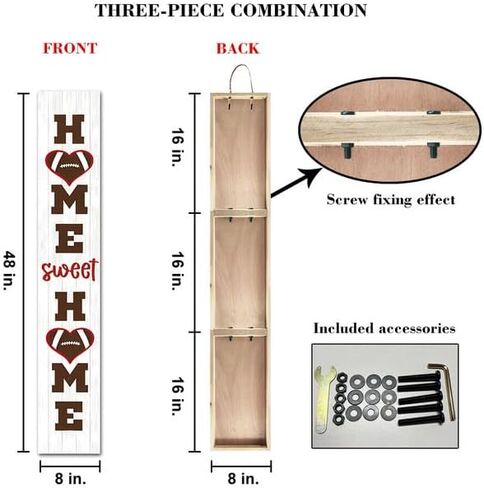 Bidesign (48x8) IN Tall Welcome Football Vertical Signs For Front Door Porch Standing Hanging Rustic Wooden Fall Porch Sign Wall Decor For Home Autumn Football Season Decoration in Saudi Arabia
