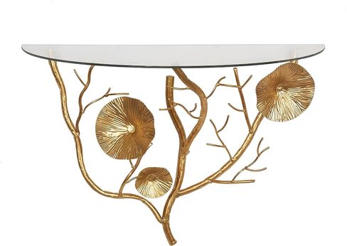 Deco 79 Metal Floral Branch Wall Shelf with Glass Top, 24" x 12" x 16", Gold in Saudi Arabia