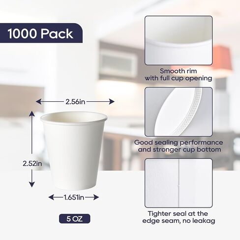 LITOPAK 1000 pack 3 oz Paper Cups, White Disposable Bathroom Cups, Mini Paper Cups for Parties, Picnics, Barbecues, Travel and Event in Kuwait