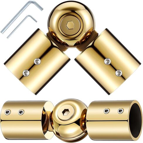 2 Pcs Window Corner Curtain Rod Connector, Heavy Duty Adjustable Curtains Rods Connector for 1 Inch Bay Window Curtain Rods Bay Windows Blinds(Gold) in Saudi Arabia