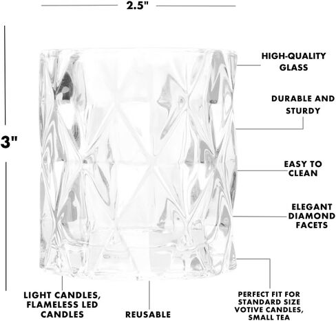 Koyal Wholesale 3" Tall Navy Blue Modern Multifaceted Glass Candle Holders, Set of 6 Votives, Bulk Tealight Holders in Saudi Arabia