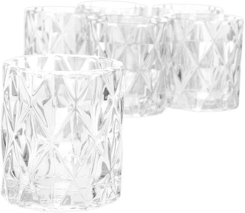 Koyal Wholesale 3" Tall Navy Blue Modern Multifaceted Glass Candle Holders, Set of 6 Votives, Bulk Tealight Holders in Saudi Arabia