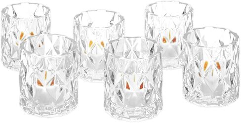 Koyal Wholesale 3" Tall Navy Blue Modern Multifaceted Glass Candle Holders, Set of 6 Votives, Bulk Tealight Holders in Saudi Arabia