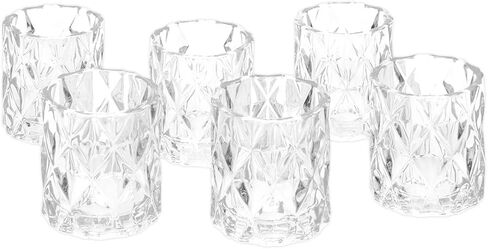 Koyal Wholesale 3" Tall Navy Blue Modern Multifaceted Glass Candle Holders, Set of 6 Votives, Bulk Tealight Holders in Saudi Arabia