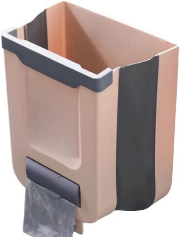 Hanging kitchen trash can, foldable mini trash can, Car trash can, Bathroom trash can, Cabinet trash can, plastic, 2.6 gallons (white) in Saudi Arabia