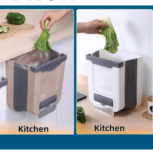 Hanging kitchen trash can, foldable mini trash can, Car trash can, Bathroom trash can, Cabinet trash can, plastic, 2.6 gallons (white) in Saudi Arabia