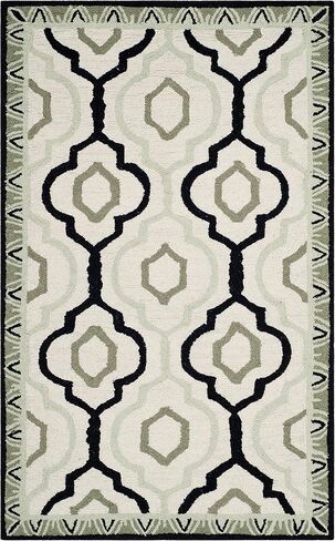 SAFAVIEH Chelsea Collection Accent Rug - 2'6" x 4', Ivory & Black, Hand-Hooked French Country Wool, Ideal for High Traffic Areas in Entryway, Living Room, Bedroom (HK740A) in Saudi Arabia