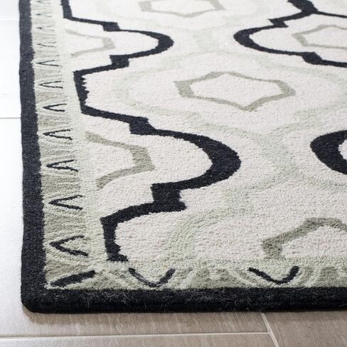 SAFAVIEH Chelsea Collection Accent Rug - 2'6" x 4', Ivory & Black, Hand-Hooked French Country Wool, Ideal for High Traffic Areas in Entryway, Living Room, Bedroom (HK740A) in Saudi Arabia