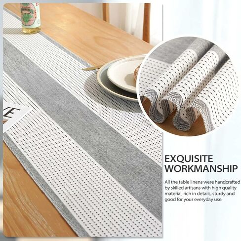 Rustic Farmhouse Table Runner 120 Iches Long Burlap Style 13“ x 120", Handmade Braided Table Runner with Tassels for Dining Party Holiday(Grey) in Saudi Arabia