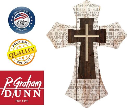 P. جراهام دان صلاة الرب ثلاثة صليب تبييض مع الخشب الداكن 16 × 12 لوحة فنية جدارية خشبية متقاطعة in Kuwait