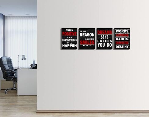 Inspirational Wall Art Poster Quote Motivational Wall Art for Office Living Room Bedroom Gym Black and White Red Positive Quotes Funny Office Wall Decor Sign Office Art 4 pieces in Saudi Arabia