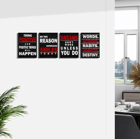 Inspirational Wall Art Poster Quote Motivational Wall Art for Office Living Room Bedroom Gym Black and White Red Positive Quotes Funny Office Wall Decor Sign Office Art 4 pieces in Saudi Arabia