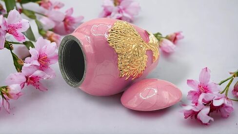 جرار حرق جثث وردي للرماد للبالغين من الذكور والإناث - جرار زخرفية جميلة وفريدة من نوعها ثلاثية الأبعاد مع حقيبة مخملية - جرة حرق جثث صغيرة من الألومنيوم مقاس 5 بوصات لجنازة الحيوانات الأليفة (شجرة الحياة الوردية) in Kuwait