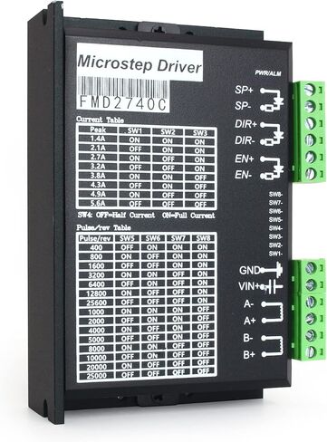 RATTMMOTOR FMD2740C محرك متدرج سائق 18-50 فولت تيار مستمر 1.4-5.6 أمبير 256 Microstep 2-Phase أو 4-Phase وحدة تحكم CNC هجينة لـ Nema17/Nema23 محرك متدرج CNC آلة طحن وطحن التوجيه in Kuwait