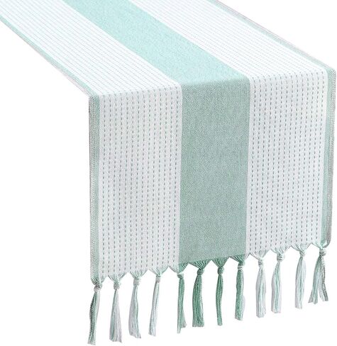 Rustic Farmhouse Table Runner 120 Iches Long Burlap Style 13“ x 120", Handmade Braided Table Runner with Tassels for Dining Party Holiday(Grey) in Saudi Arabia