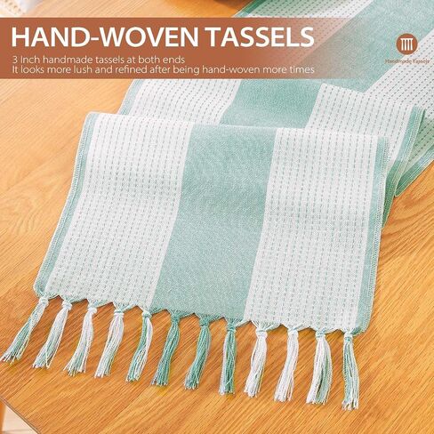 Rustic Farmhouse Table Runner 120 Iches Long Burlap Style 13“ x 120", Handmade Braided Table Runner with Tassels for Dining Party Holiday(Grey) in Saudi Arabia