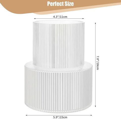 SOJOCK 2 Pack 7.5 Inch Clear Large Ribbed Vase,Fluted Glass Vase for Flowers,Modern Cylinder Vase for Centerpieces,Large Vase for Living Room,Dining Table,Entryway,Wedding,Office,Vases Home Decor in Saudi Arabia