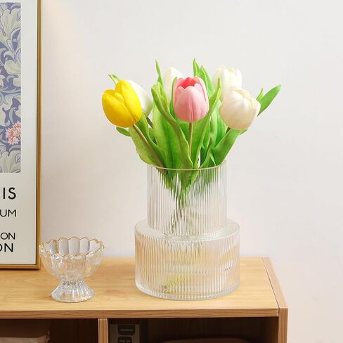 SOJOCK 2 Pack 7.5 Inch Clear Large Ribbed Vase,Fluted Glass Vase for Flowers,Modern Cylinder Vase for Centerpieces,Large Vase for Living Room,Dining Table,Entryway,Wedding,Office,Vases Home Decor in Saudi Arabia