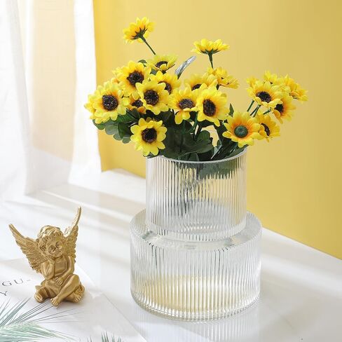 SOJOCK 2 Pack 7.5 Inch Clear Large Ribbed Vase,Fluted Glass Vase for Flowers,Modern Cylinder Vase for Centerpieces,Large Vase for Living Room,Dining Table,Entryway,Wedding,Office,Vases Home Decor in Saudi Arabia
