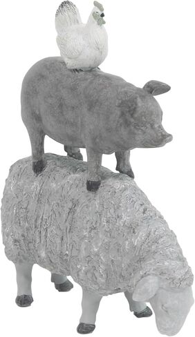 Deco 79 Polystone Farm Animals Decorative Sculpture Stacked Home Decor Statue, Accent Figurine 9" x 4" x 12", Gray in Saudi Arabia