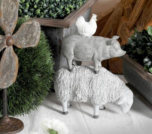 Deco 79 Polystone Farm Animals Decorative Sculpture Stacked Home Decor Statue, Accent Figurine 9" x 4" x 12", Gray in Saudi Arabia