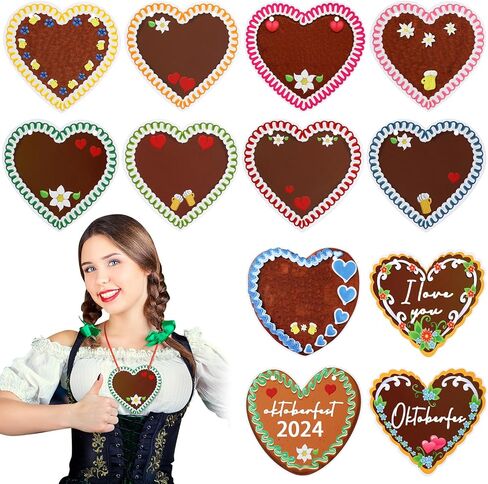 48 Pcs Oktoberfest Party Decorations Oktoberfest Gingerbread Hearts Card with 2 Pen Oktoberfest Photo Booth Pops Oktoberfest 2024 Wall Decor for Bar Oktoberfest Party Women Girls in Saudi Arabia