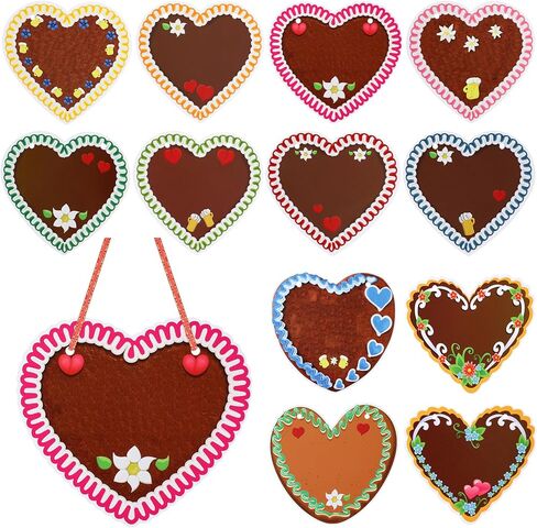 48 Pcs Oktoberfest Party Decorations Oktoberfest Gingerbread Hearts Card with 2 Pen Oktoberfest Photo Booth Pops Oktoberfest 2024 Wall Decor for Bar Oktoberfest Party Women Girls in Saudi Arabia