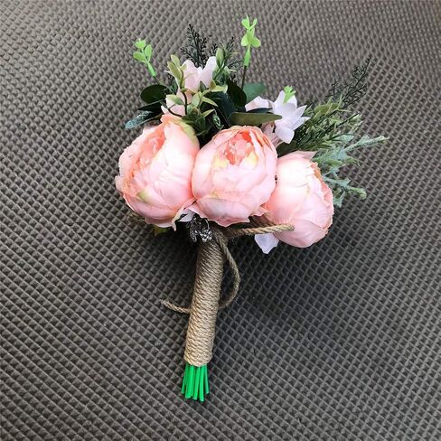 Bride Bouquet Wrist Corsage Groom Boutonniere Wedding Flower Party Decoration (Ivory Set) in Saudi Arabia
