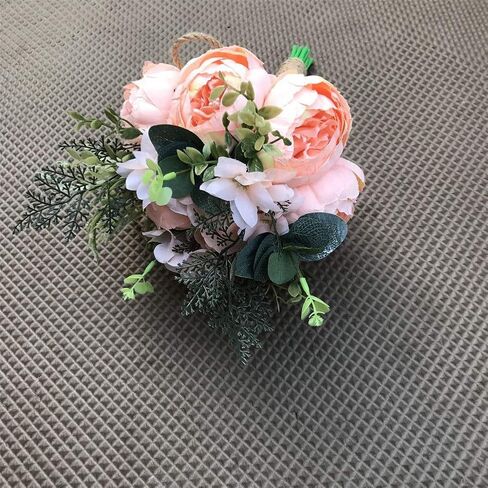 Bride Bouquet Wrist Corsage Groom Boutonniere Wedding Flower Party Decoration (Ivory Set) in Saudi Arabia