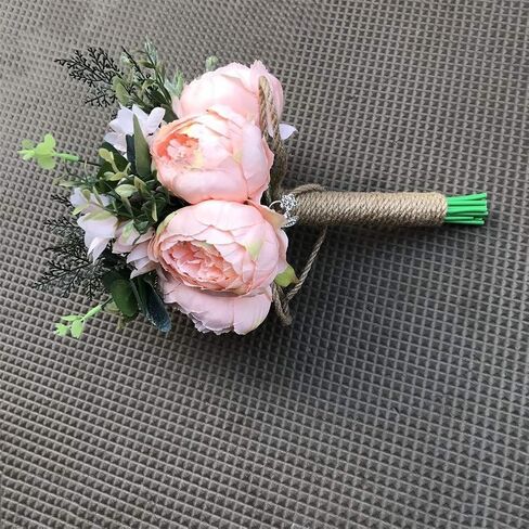 Bride Bouquet Wrist Corsage Groom Boutonniere Wedding Flower Party Decoration (Ivory Set) in Saudi Arabia