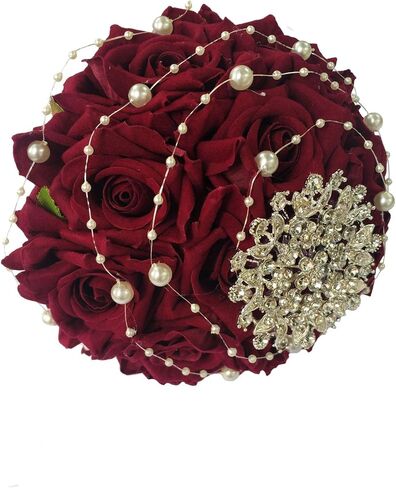 Bride Bouquet Wrist Corsage Groom Boutonniere Wedding Flower Party Decoration (Ivory Set) in Saudi Arabia