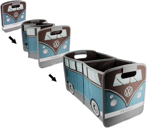 مجموعة BRISA VW - حقيبة صندوق تخزين قابلة للطي من فولكس فاجن لتسوق البقالة على شكل حافلة VW T1 (حافلة كلاسيكية/بنزين وبني) in Saudi Arabia