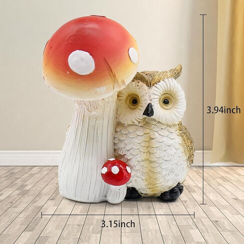 4PCS Home Decor Mushroom Statue Set, Small Resin Mushroom Figurines Sculpture Indoor Outdoor Home Decorative Ornaments for Shelves, Living Room, Office Desktop (Owl, Squirrel, Bird, Hedgehog) in Saudi Arabia