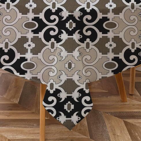Majestic Giftware Tablecloth for Rectangle Table (TCH29-65144) | Stone Color 100% Cotton Twill Dining Table Cover | Decorative Washable Tablecloth for Birthday, Home, Kitchen, Dining (65X144) in Saudi Arabia