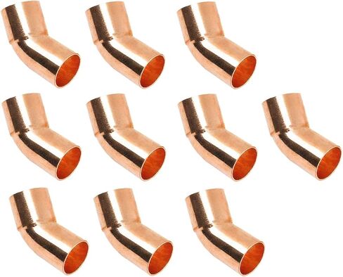 (10-pack) EZ-FLUID Plumbing 1/2" FTG X C Copper Street 45 Degree Elbow LF Short Turn Wrot Pressure Copper Fittings With Fitting x Sweat Solder Copper Pipe Connection For Residential,Commercial in Saudi Arabia