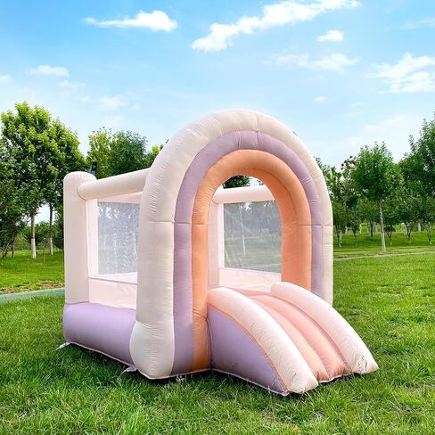 SWEETIEBOUSE White Bounce House Small Mini 6ftx8ft Indoor Inflatable Bouncy House with Slide for Toddlers Kids1-8 Blower Included in Saudi Arabia