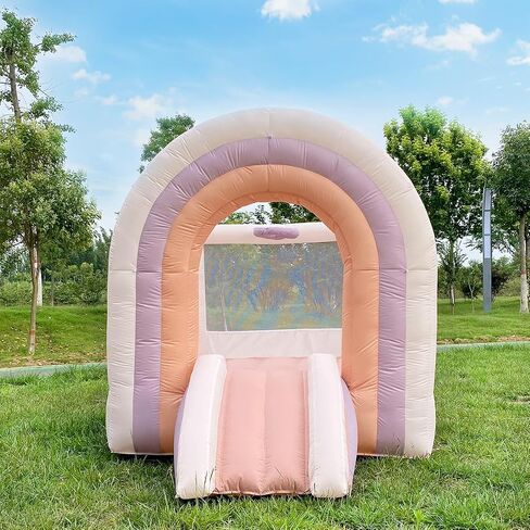 SWEETIEBOUSE White Bounce House Small Mini 6ftx8ft Indoor Inflatable Bouncy House with Slide for Toddlers Kids1-8 Blower Included in Saudi Arabia