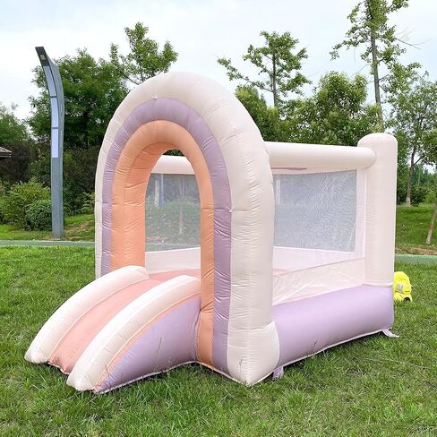 SWEETIEBOUSE White Bounce House Small Mini 6ftx8ft Indoor Inflatable Bouncy House with Slide for Toddlers Kids1-8 Blower Included in Saudi Arabia