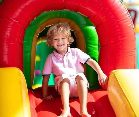 SWEETIEBOUSE White Bounce House Small Mini 6ftx8ft Indoor Inflatable Bouncy House with Slide for Toddlers Kids1-8 Blower Included in Saudi Arabia