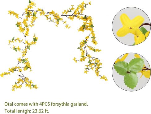 6PCS Fake Forsythia Stems 39.4'' Forsythia Branches Orchids Artificial Flowers Orchid Flower Long Stem Silk Flowers Yellow Spring Jasmine for Home Wreaths Wedding Indoor Outdoor Floral Decor in Saudi Arabia
