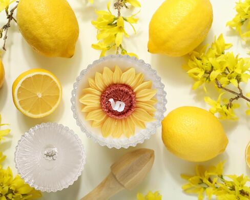 Yellow Sunflower Candle in Glass Jar, Lilac Scented Candles for Home Decoration Christmas Thanksgiving Gift in Saudi Arabia