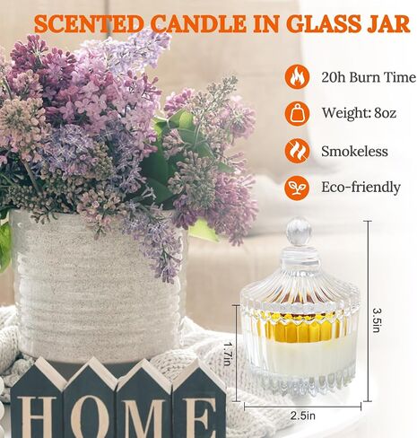 Yellow Sunflower Candle in Glass Jar, Lilac Scented Candles for Home Decoration Christmas Thanksgiving Gift in Saudi Arabia