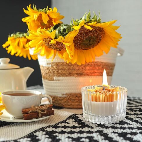Yellow Sunflower Candle in Glass Jar, Lilac Scented Candles for Home Decoration Christmas Thanksgiving Gift in Saudi Arabia