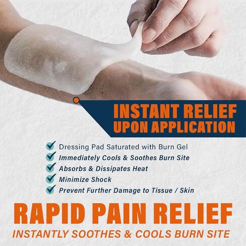 Everlit Survival Burn Dressing 4" x 4" | Sterile Gel-Soaked Non-Adherent Pad for Instant Cooling, Calming & Soothing | Fast-Healing First Aid Supply Compact Kit (Pack of 5) in Kuwait